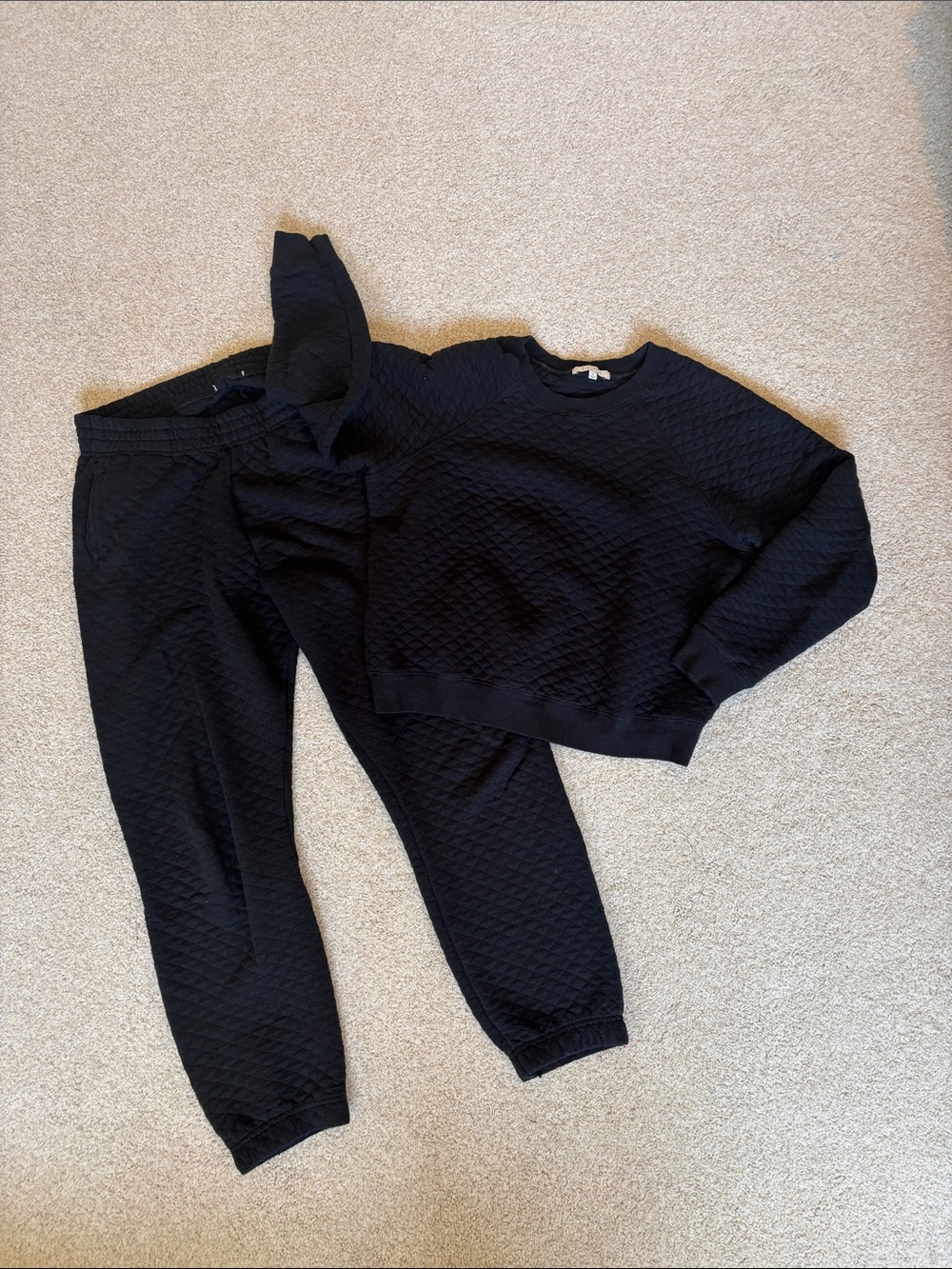 Z Supply Black Quilted Sweatshirt & Jogger Set